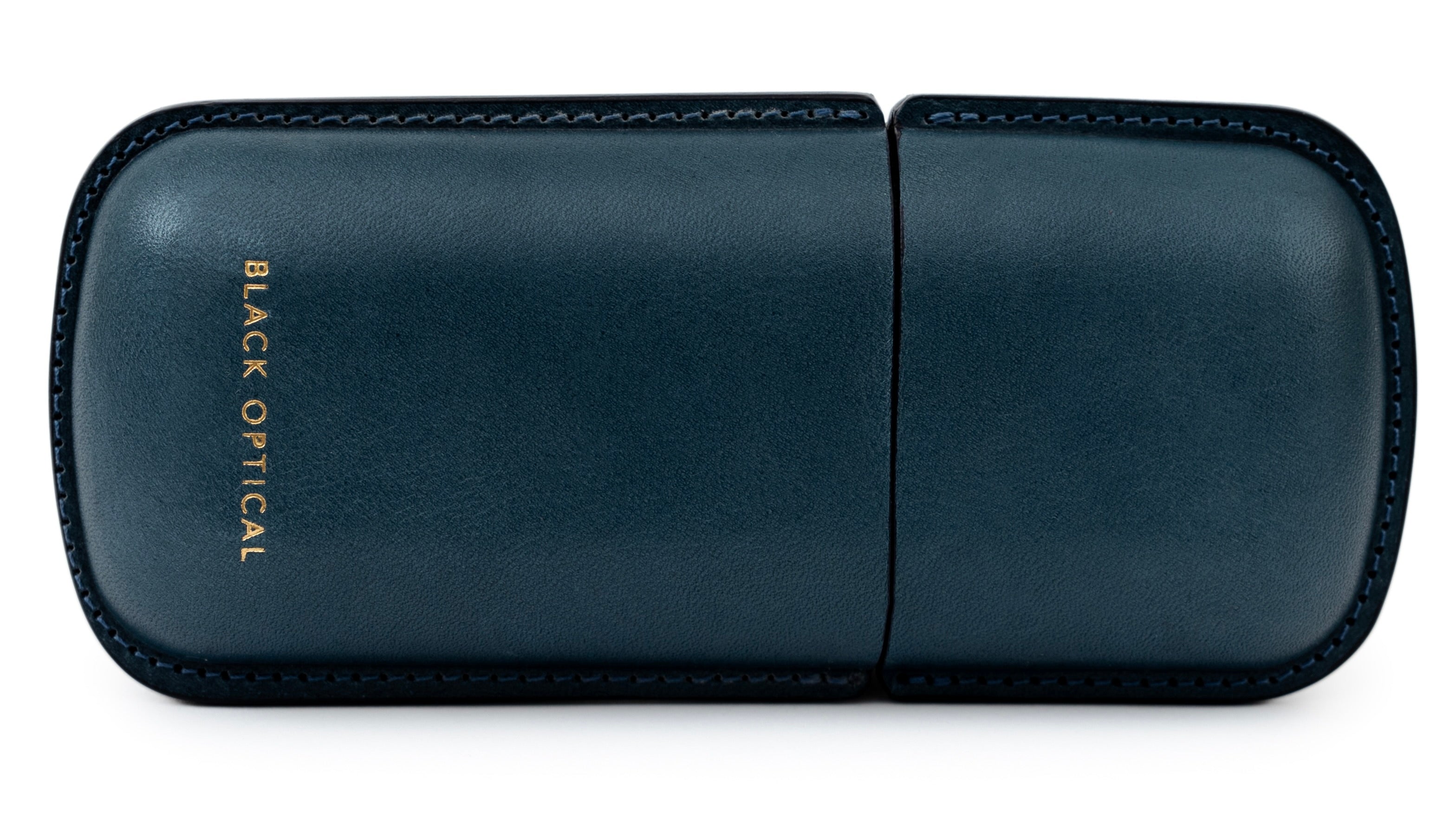OVAL LEATHER CASE-Blue / Dark Brown