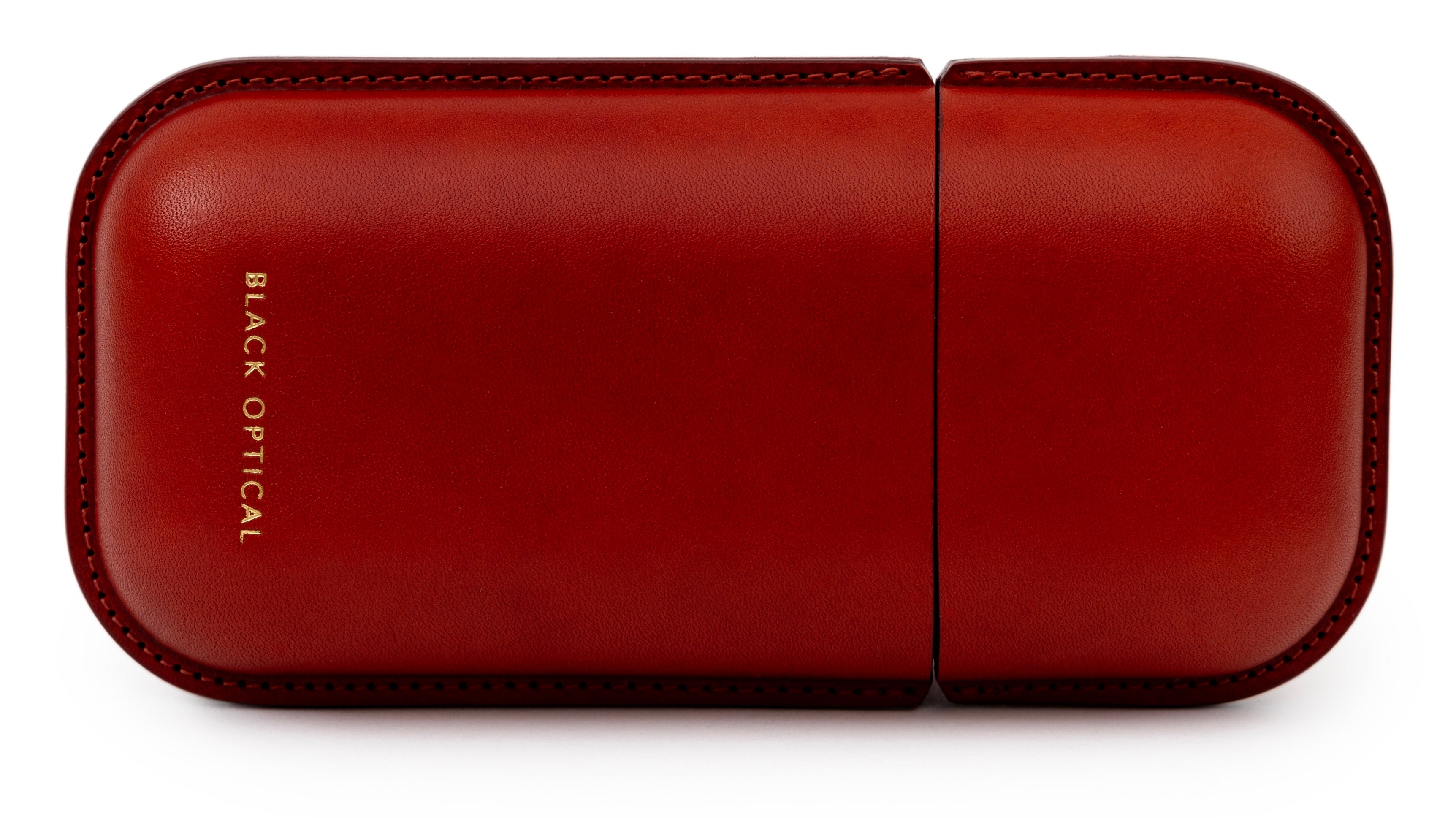 OVAL LEATHER CASE-Red / Black