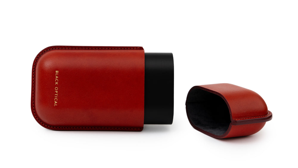 OVAL LEATHER CASE-Red / Black