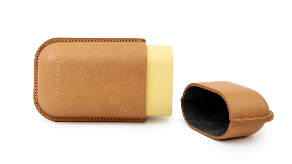 OVAL LEATHER CASE-Natural / Light Yellow