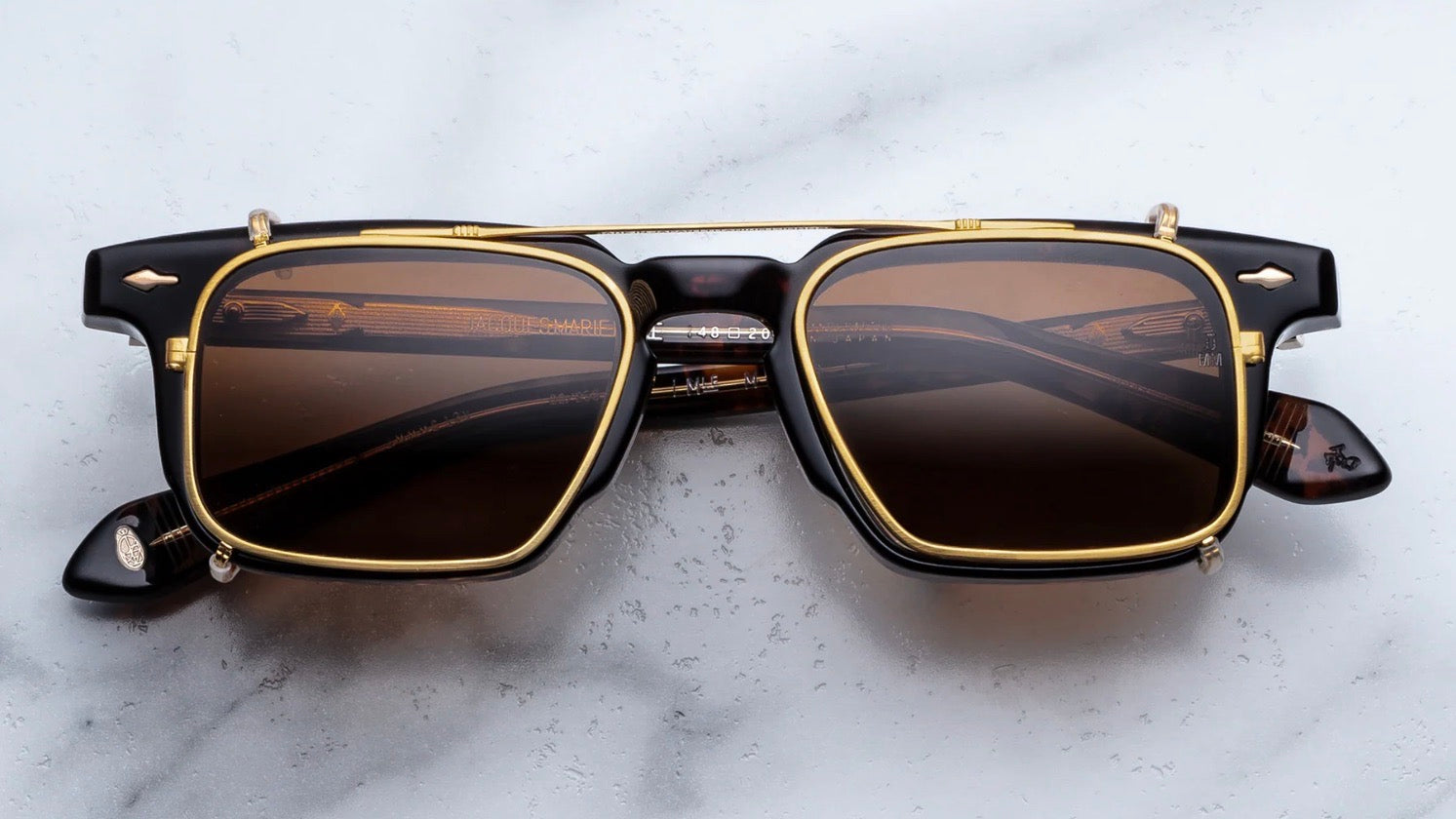 MOSCOVA CLIP ON-Gold / Pecan Mineral Glass / Dark Gold