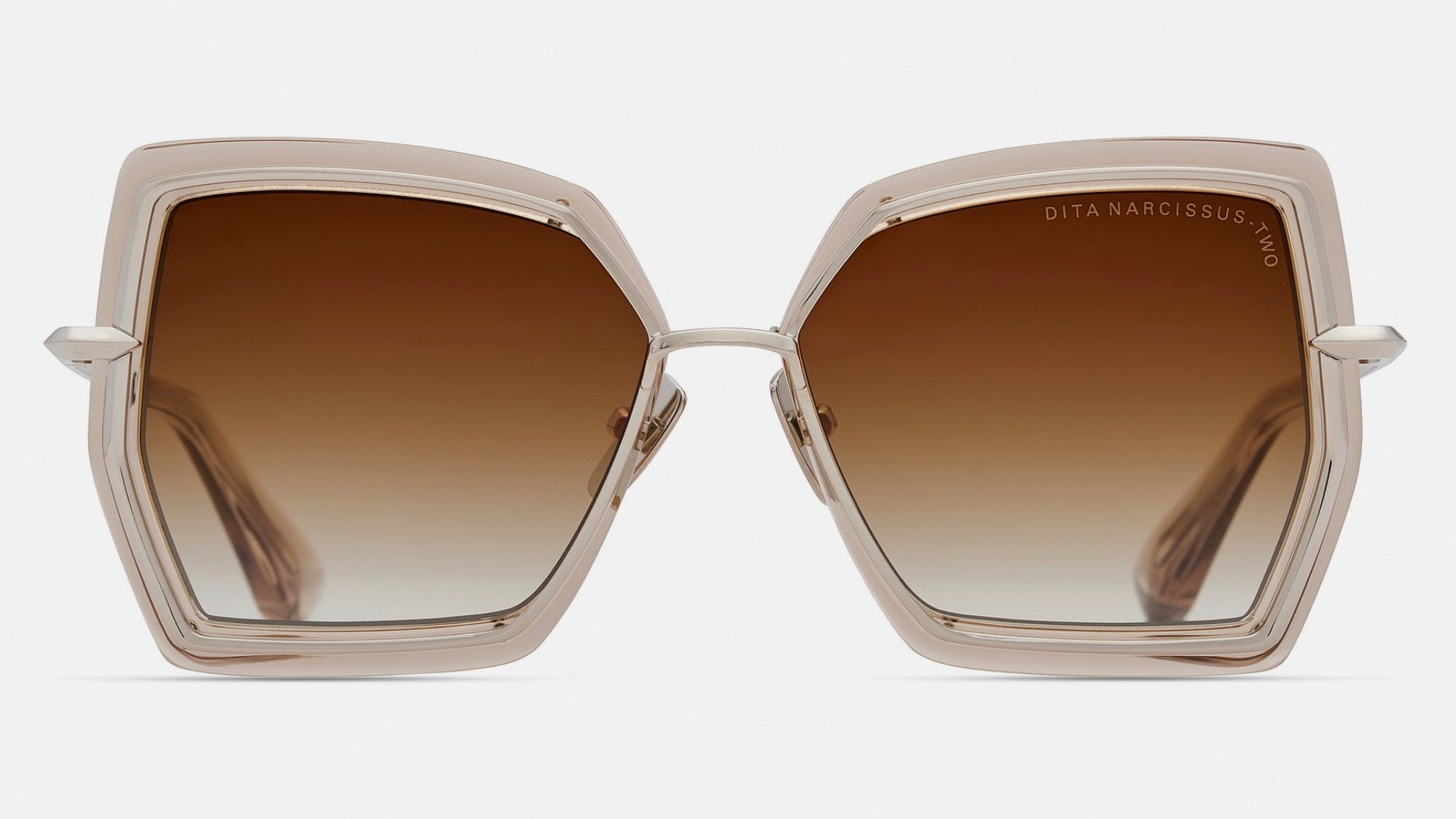 NARCISSUS TWO-Silver / Khaki Crystal / Brown to Clear Gradient