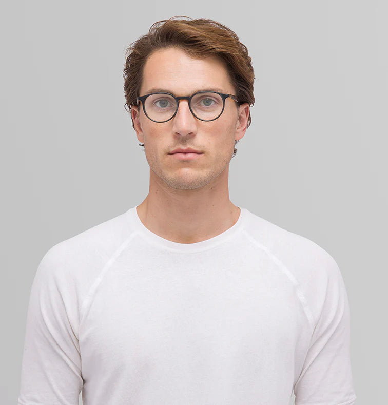 Barton Perreira graziana eyeglasses frames only. Black/gray tortoise Barton Perreira® Thompson Eyeglasses - EuroOptica™ NYC main image 4