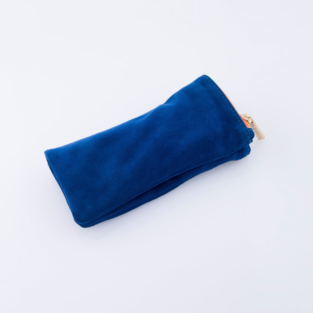 LEATHER POUCH-Blue Suede