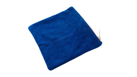 LEATHER POUCH-Blue Suede