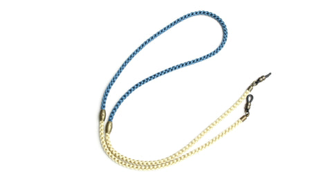 Two Tone Silky Glass Cord-Blue / Beige