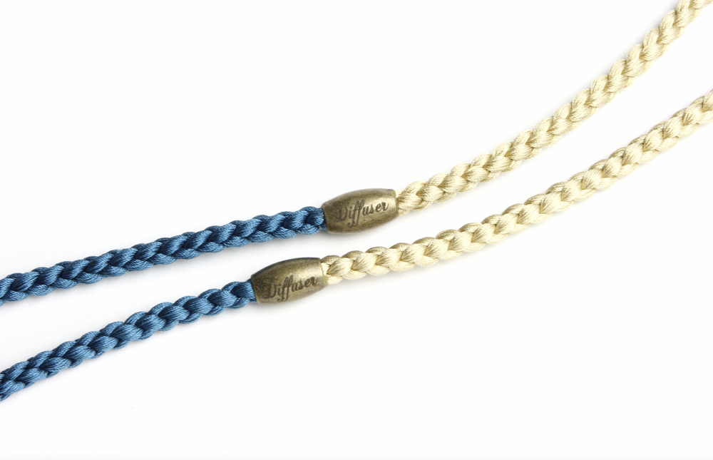 Two Tone Silky Glass Cord-Blue / Beige