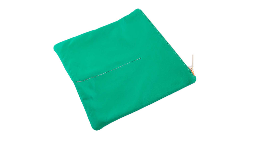 ASHER G LEATHER POUCH-Lamb Kelly Green (Yellow/Gold)